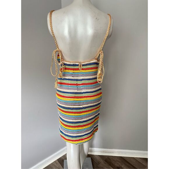 NWT My Beachy Side V-neck Ali Strappy Crocheted Mini Dress Multicolor Small - Picture 9 of 11